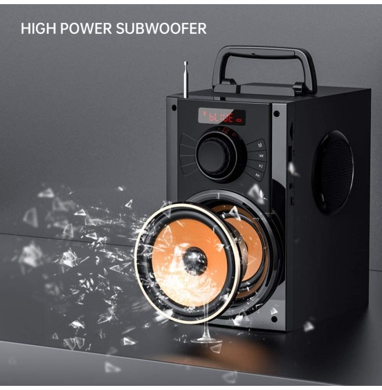 Portable Bluetooth Speaker with Subwoofer Wireless Speakers Outdoor/Indoor Big Speaker Support Remote Control FM Radio TF Card LED Lights MP3 Player Party Speaker for Home Camping iPhone Computer PC