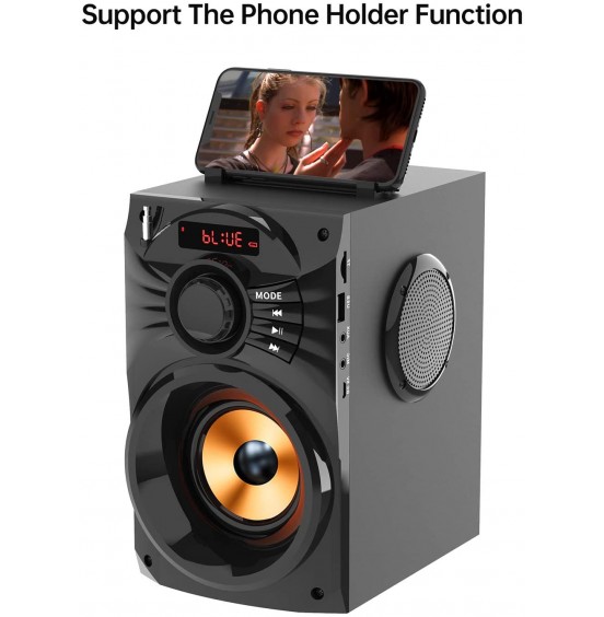 Portable Bluetooth Speaker with Subwoofer Wireless Speakers Outdoor/Indoor Big Speaker Support Remote Control FM Radio TF Card LED Lights MP3 Player Party Speaker for Home Camping iPhone Computer PC