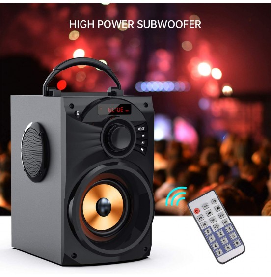 Portable Bluetooth Speaker with Subwoofer Wireless Speakers Outdoor/Indoor Big Speaker Support Remote Control FM Radio TF Card LED Lights MP3 Player Party Speaker for Home Camping iPhone Computer PC